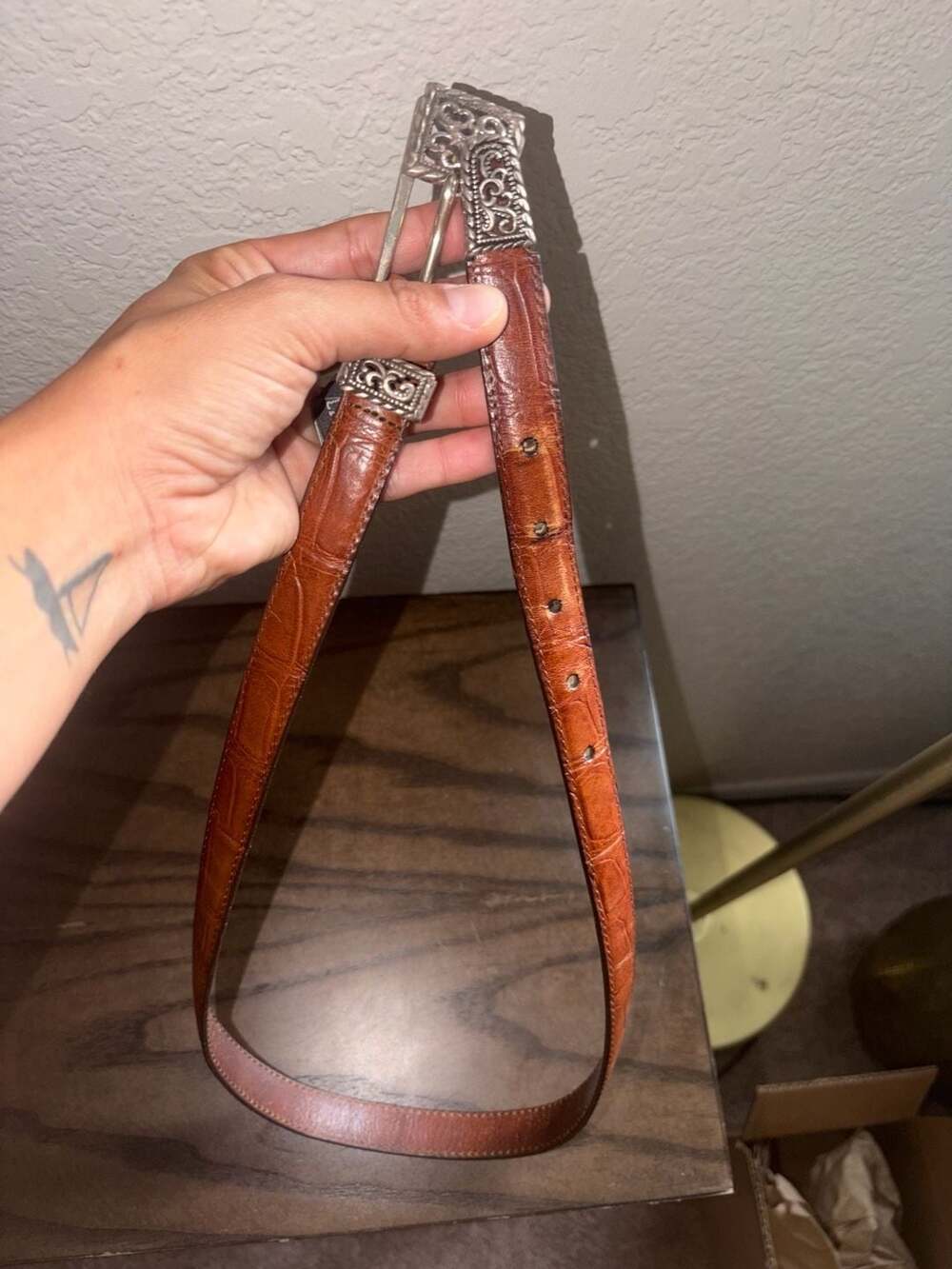 Brighton Brown Alligator Embossed Leather Belt Size 30